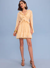 VESTIDO CURTO  CHIFFON PAETÊS