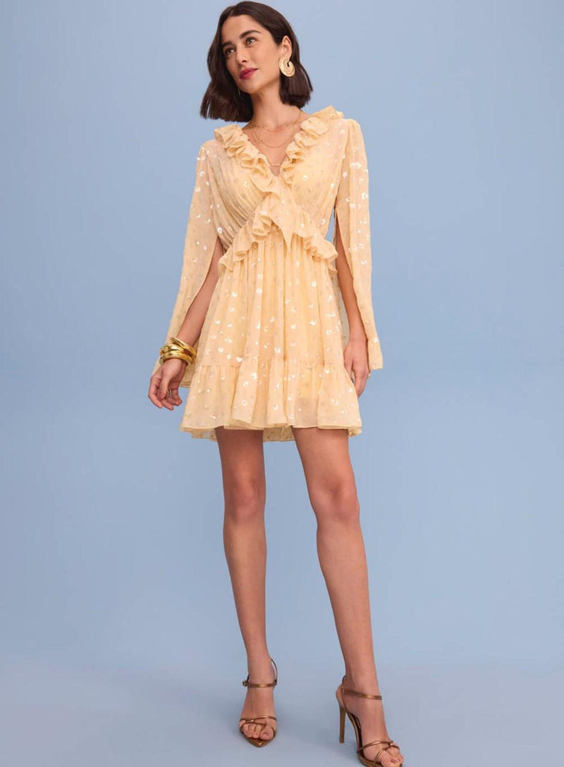 VESTIDO CURTO  CHIFFON PAETÊS