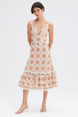 VESTIDO MIDI PATBO ALCINHA BEGE