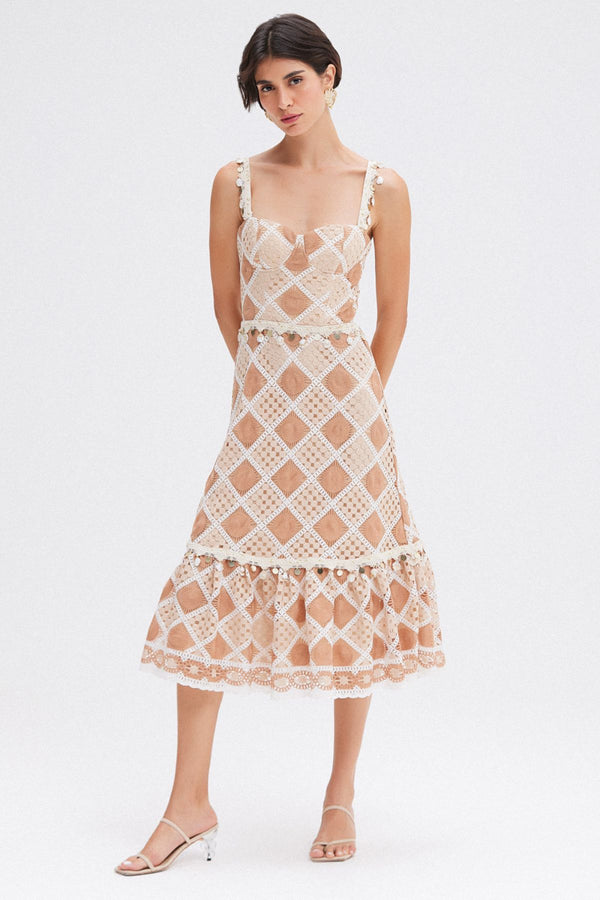 VESTIDO MIDI PATBO ALCINHA BEGE