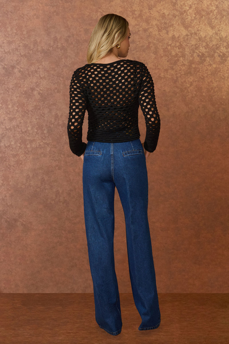 BLUSA TRICOT PRETO VAZADO