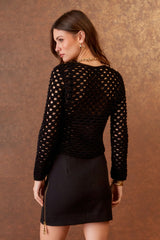 BLUSA TRICOT PRETO VAZADO