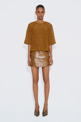 SAIA DE COURO PEPLUM LEONNA AMBAR
