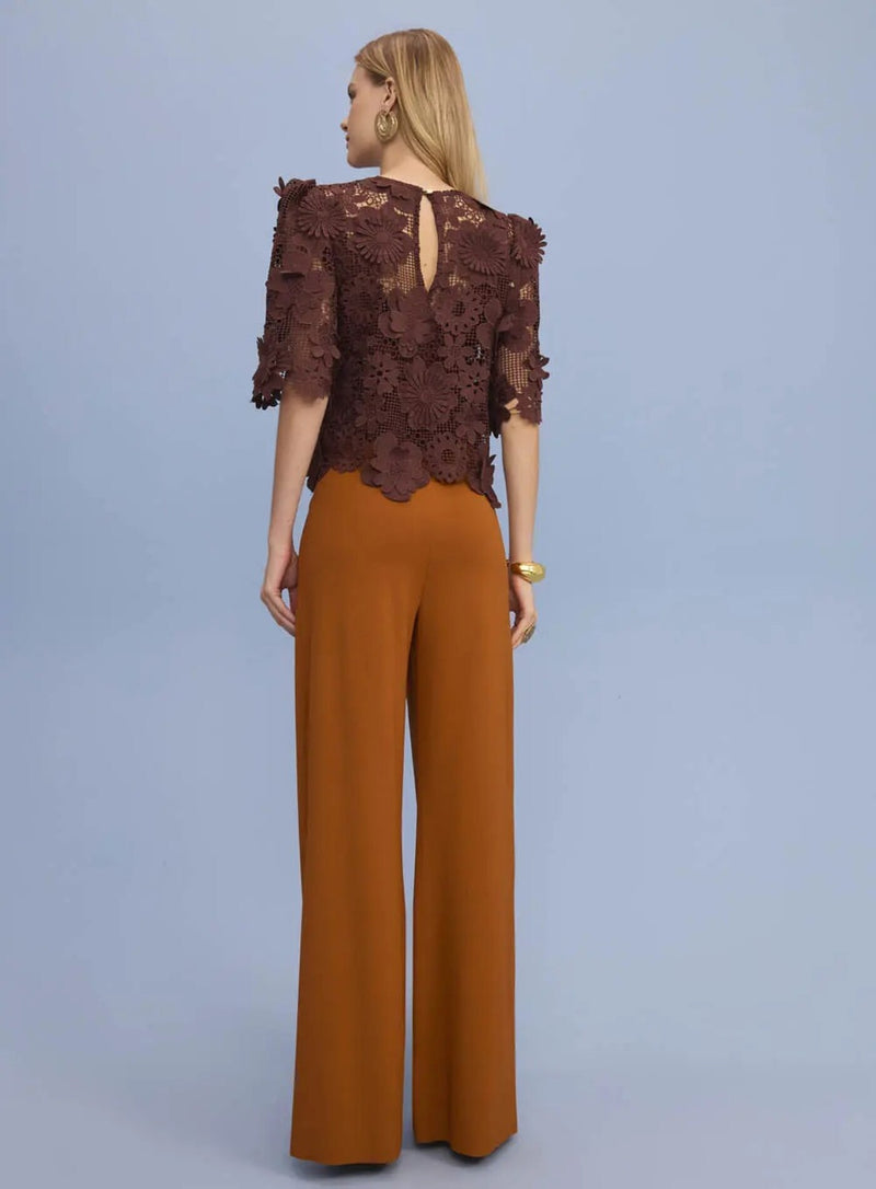 BLUSA GUIPIR 3D MARROM