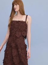 VESTIDO MIDI ENGANO MARROM