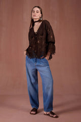 BLUSA BATA CASHMERE MARROM
