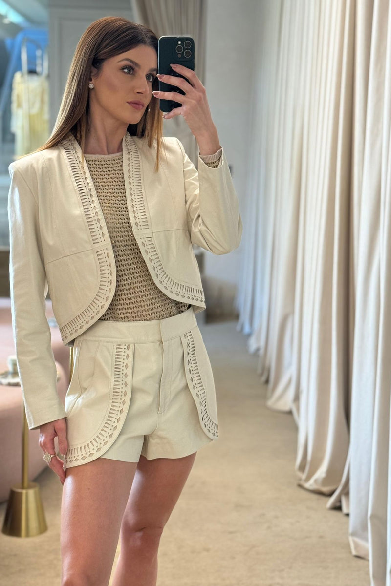 JAQUETA COURO CHEYENNES OFF WHITE