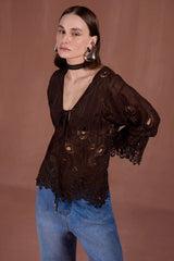 BLUSA BATA CASHMERE MARROM