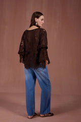 BLUSA BATA CASHMERE MARROM