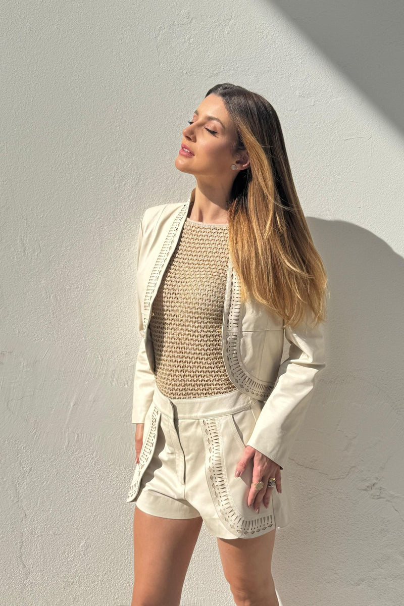 JAQUETA COURO CHEYENNES OFF WHITE