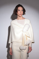 CAPA /PONCHO TRICOT OFF WHITE