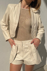 JAQUETA COURO CHEYENNES OFF WHITE