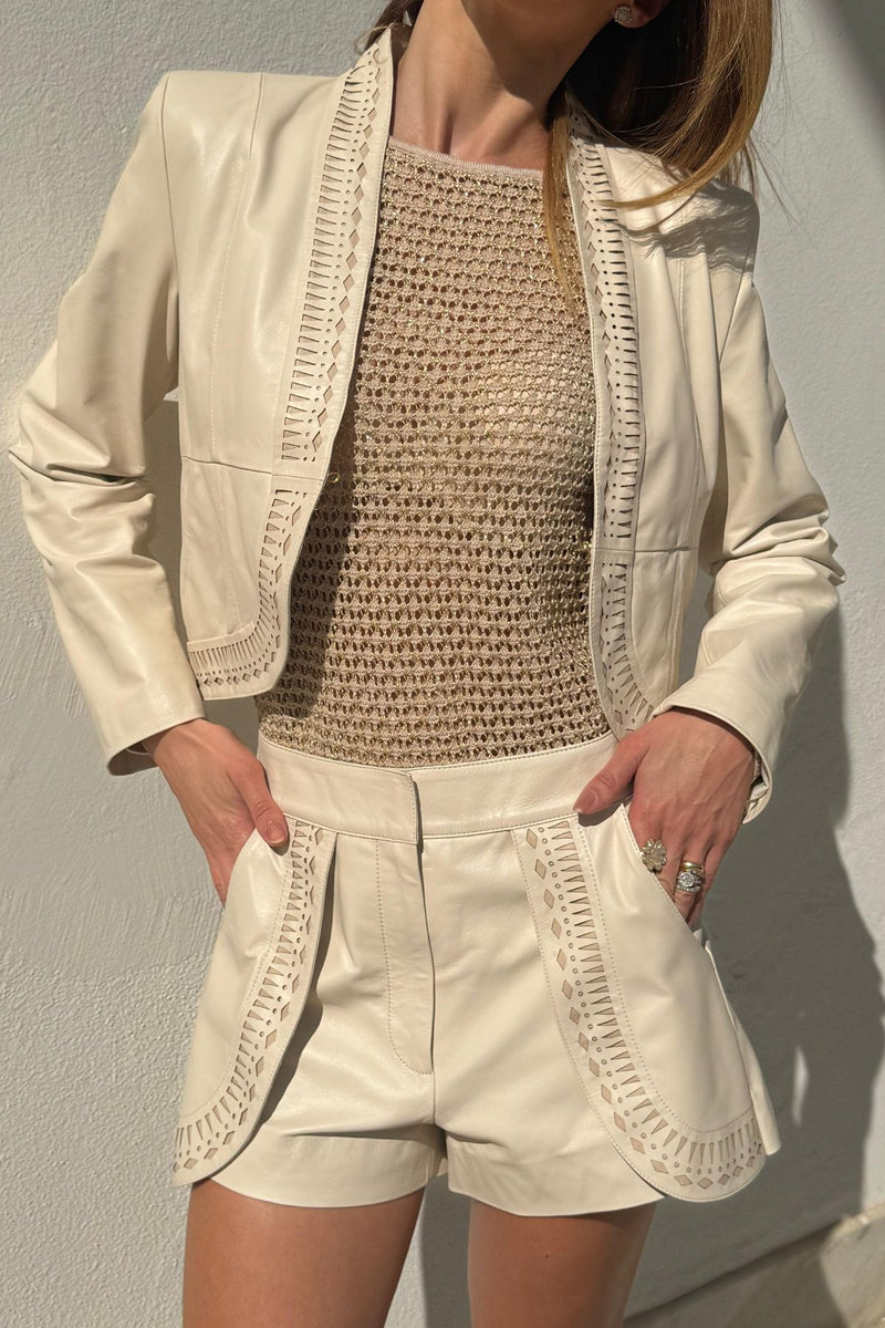 JAQUETA COURO CHEYENNES OFF WHITE