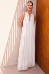 VESTIDO LONGO FRENTE ÚNICA OFF WHITE