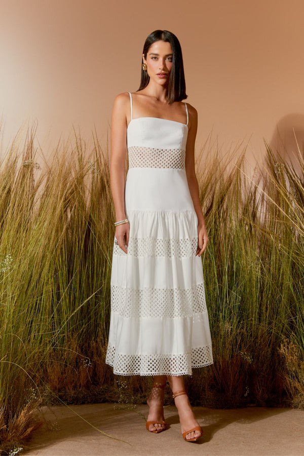 VESTIDO MIDI TELA OFF WHITE