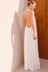 VESTIDO LONGO FRENTE ÚNICA OFF WHITE