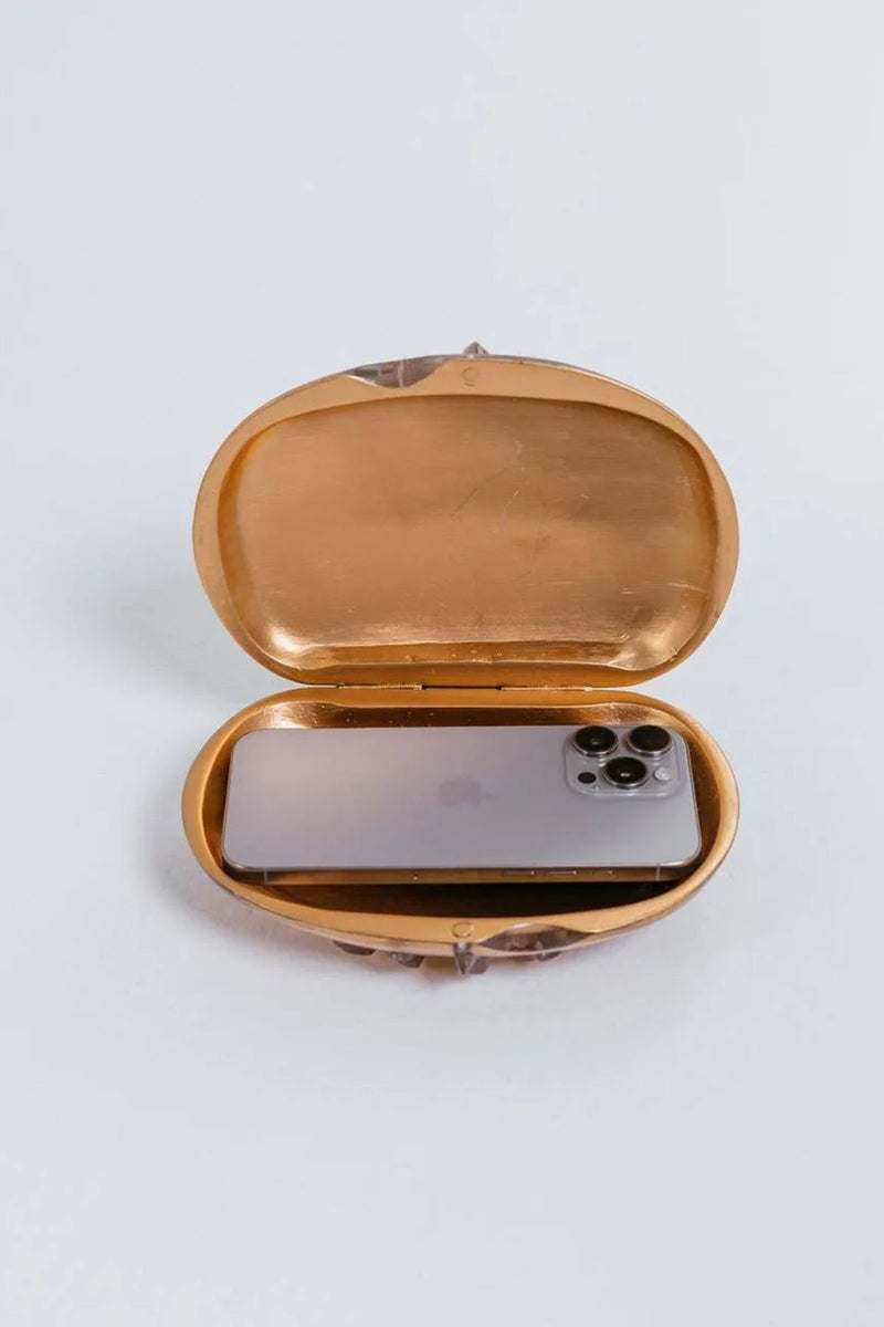 CLUTCH PHASES DOURADA COM TRANSPARENTE
