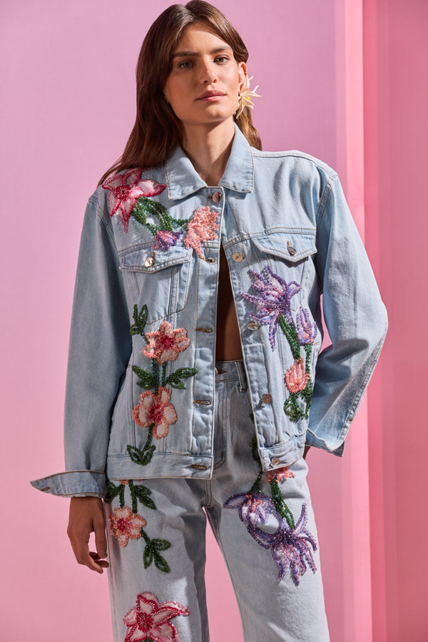JAQUETA JEANS BORDADA AMARYLLIS