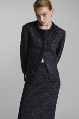 CASACO CURTO MANGA LONGA TWEED BLACK CARISIO