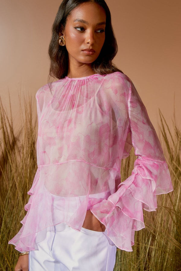 BATA MANGA BABADOS ESTAMPA FLOWER