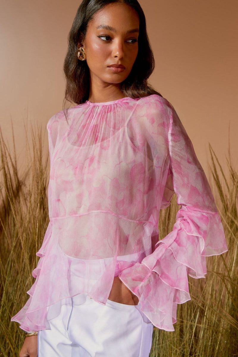 BATA MANGA BABADOS ESTAMPA FLOWER