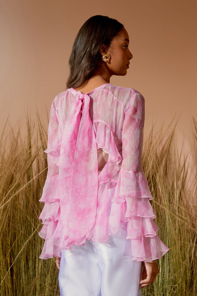 BATA MANGA BABADOS ESTAMPA FLOWER