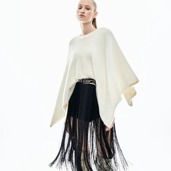 BLUSA TRICOT PONCHO ROSALIA  OFF WHITE