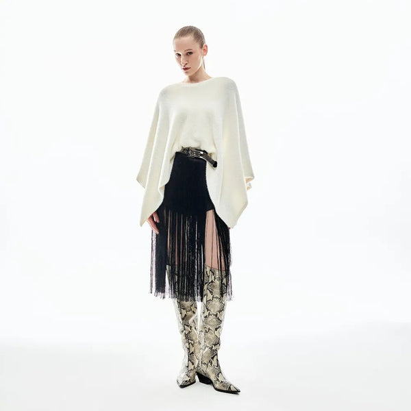 BLUSA TRICOT PONCHO ROSALIA  OFF WHITE