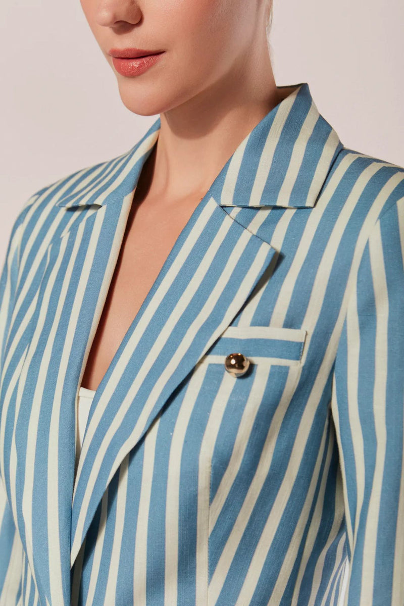 BLAZER ALFAIATARIA MANGA LONGA LISTRAS DRAPO