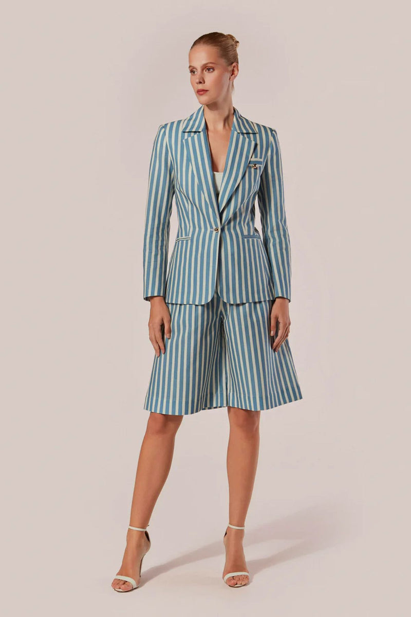 BLAZER ALFAIATARIA MANGA LONGA LISTRAS DRAPO