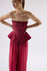 BLUSA RECORTES PEPLUM MIRELA FRAMBOESA