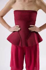 BLUSA RECORTES PEPLUM MIRELA FRAMBOESA