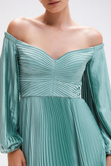 VESTIDO LONGO PLISSADO PATBO VERDE CLARO