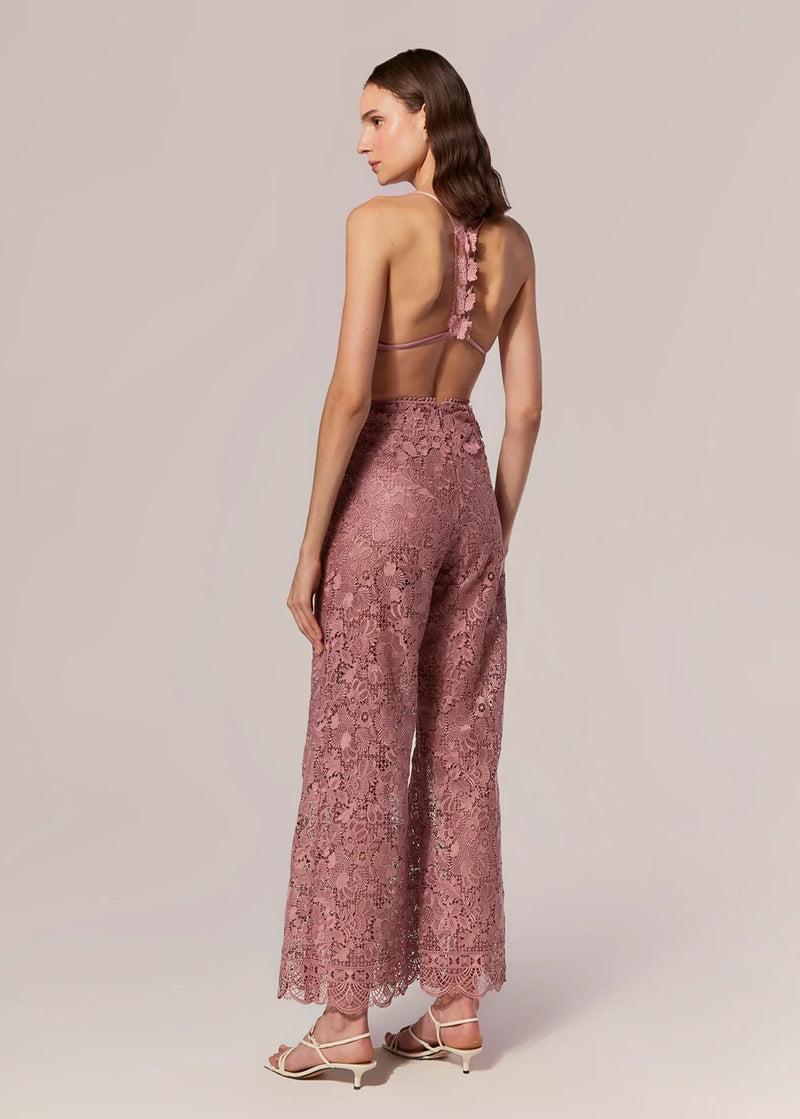 CALÇA COM APLICAÇÃO BOUGANVILLEA MALVA