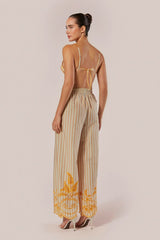 CALÇA COM ELÁSTICO LISTRAS BORDADA ANIMA