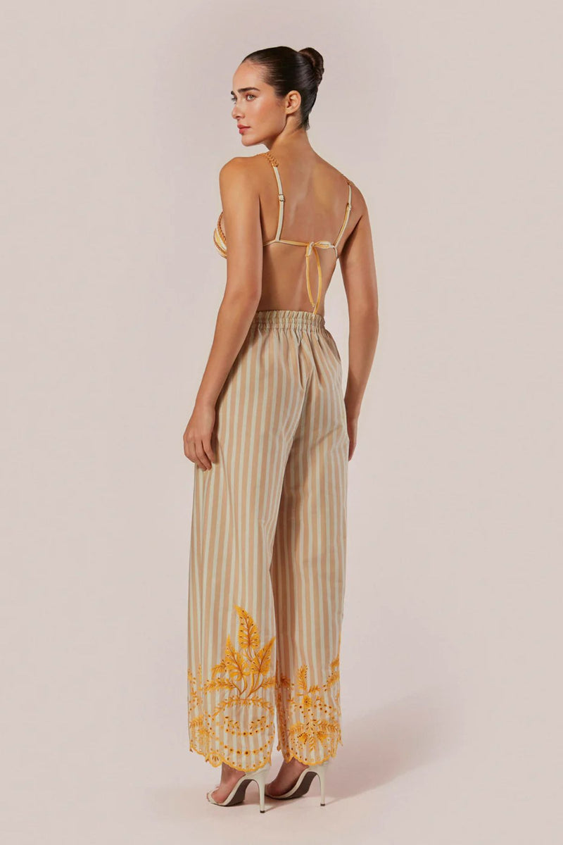 CALÇA COM ELÁSTICO LISTRAS BORDADA ANIMA