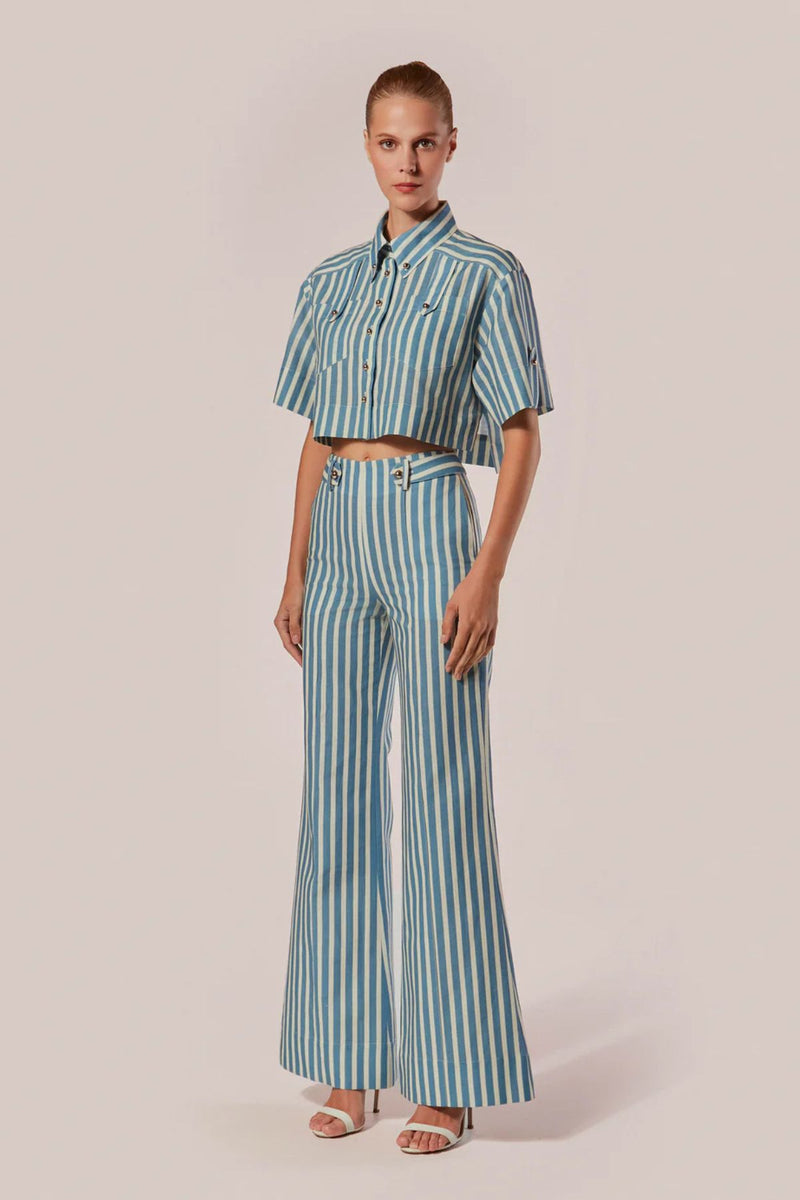 CALÇA PANTALONA LISTRAS DRAPPO DENIM