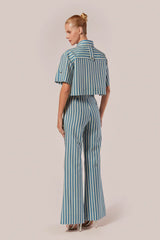 CALÇA PANTALONA LISTRAS DRAPPO DENIM