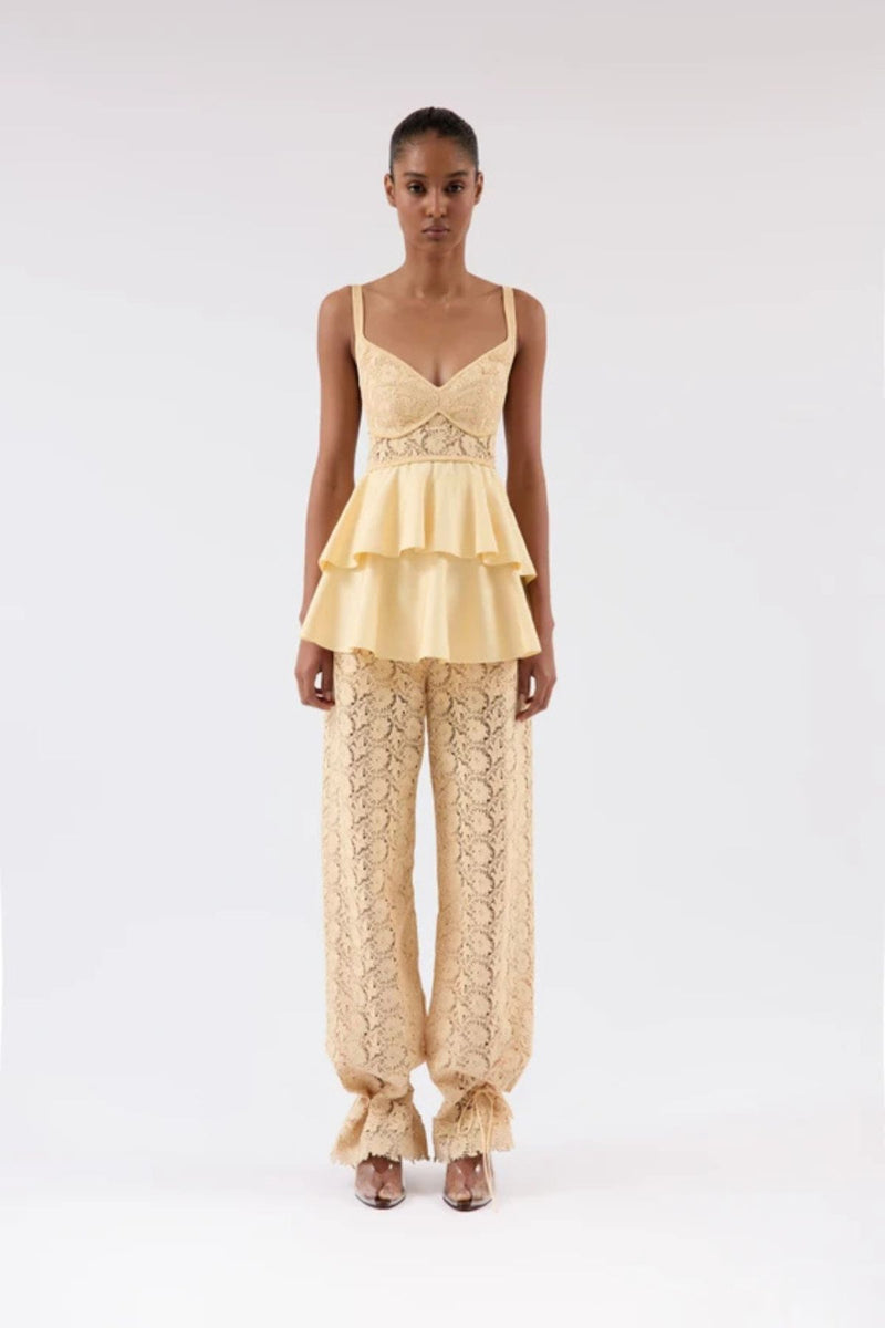 CALÇA PARACHOUTE GUIPURE FLORAL IVORY