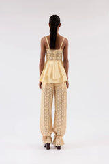 CALÇA PARACHOUTE GUIPURE FLORAL IVORY