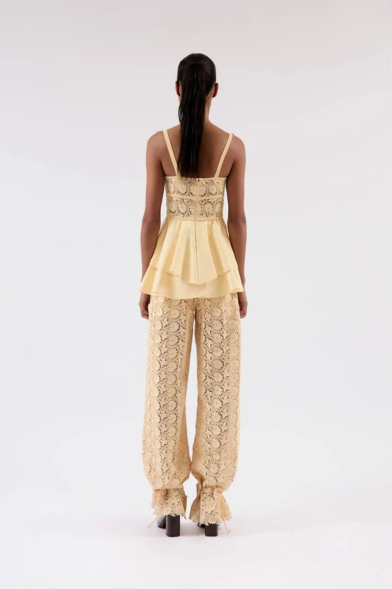 CALÇA PARACHOUTE GUIPURE FLORAL IVORY