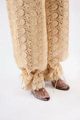 CALÇA PARACHOUTE GUIPURE FLORAL IVORY