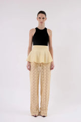 CALÇA PARACHOUTE GUIPURE FLORAL IVORY