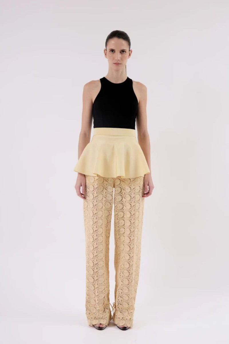 CALÇA PARACHOUTE GUIPURE FLORAL IVORY