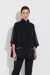CASACO AMPLO JACQUARD PRETO