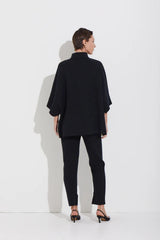 CASACO AMPLO JACQUARD PRETO