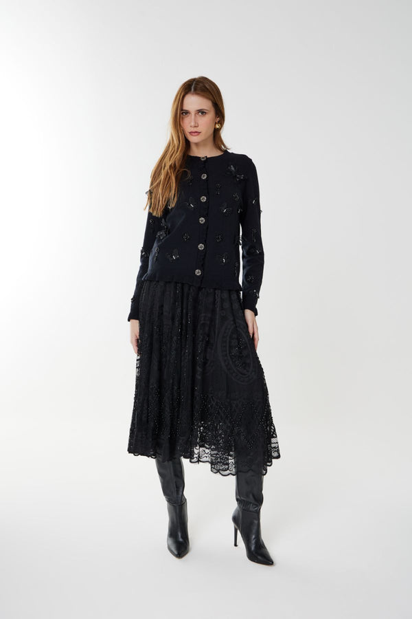 CASAQUETO TRICOT THATI PRETO
