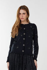 CASAQUETO TRICOT THATI PRETO