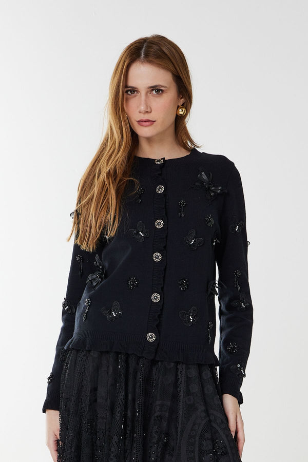 CASAQUETO TRICOT THATI PRETO
