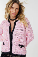 CASAQUETO CROCHETADO ROSA NICE